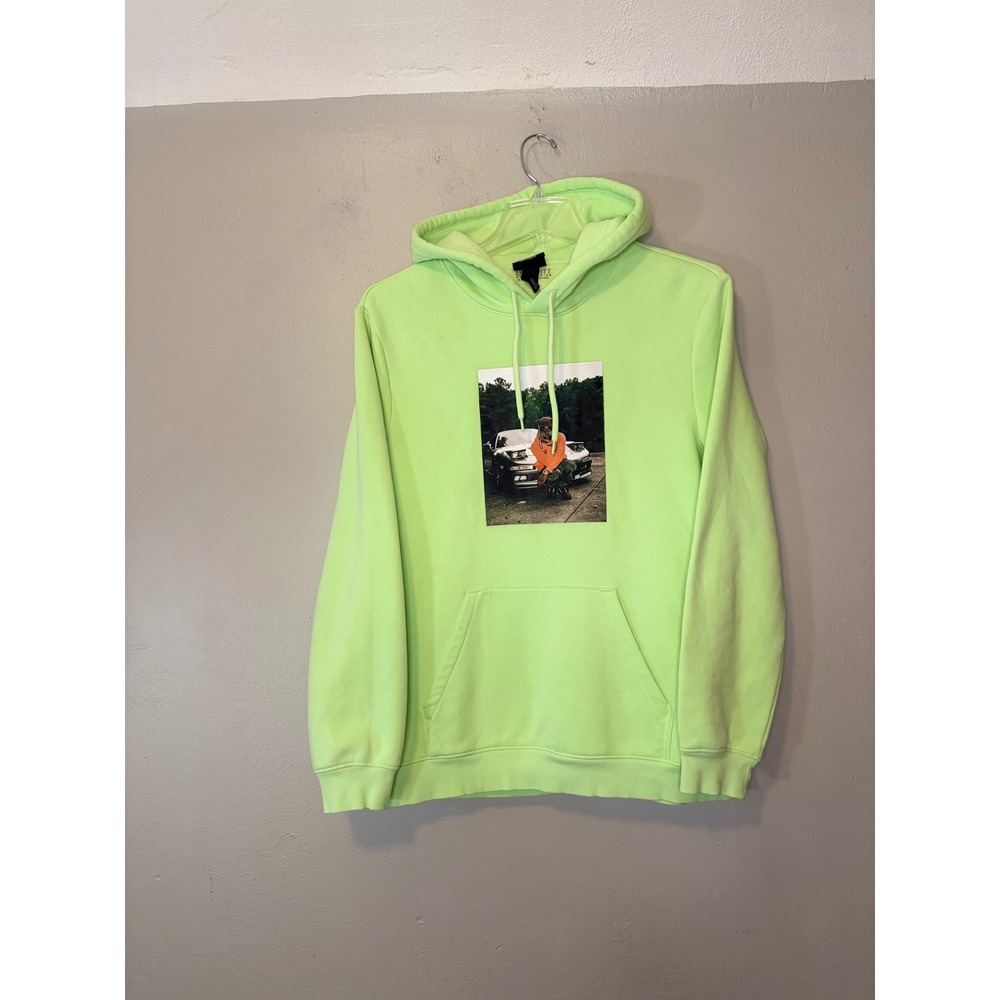Lil Yachty Lil Boat Graphic Hoodie Mens M Neon Green Lime Streetwear Rap Merch